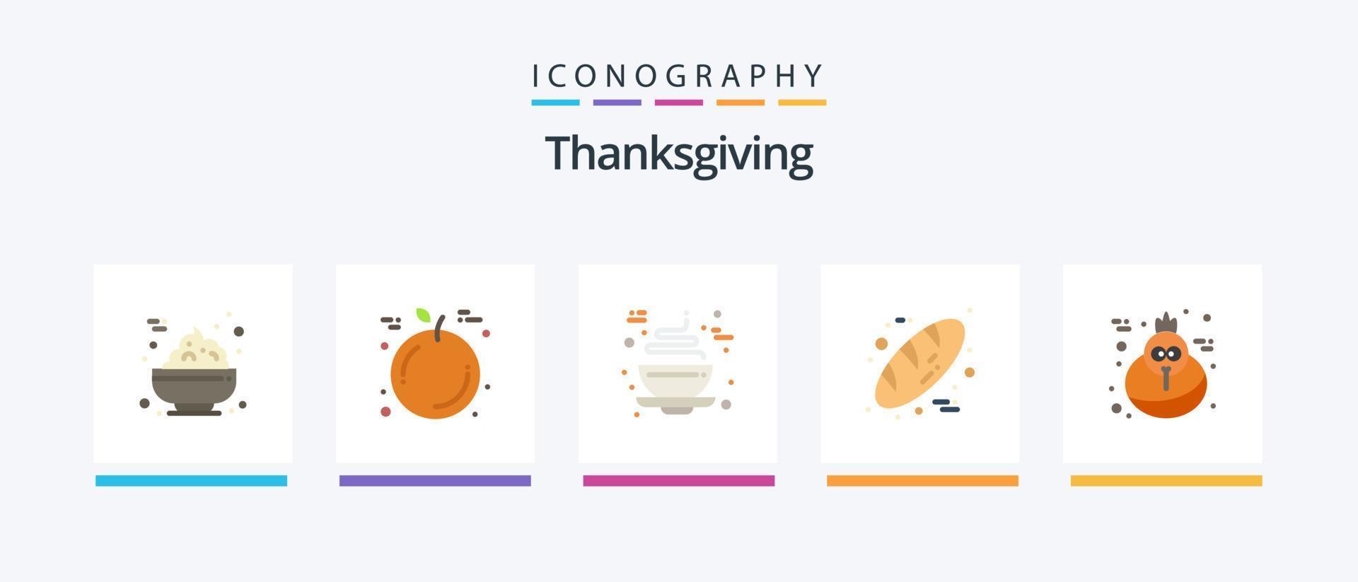 Thanksgiving Flat 5 Icon Pack inklusive . das Erntedankfest. Tasse. Urlaub. Essen. kreatives Symboldesign vektor