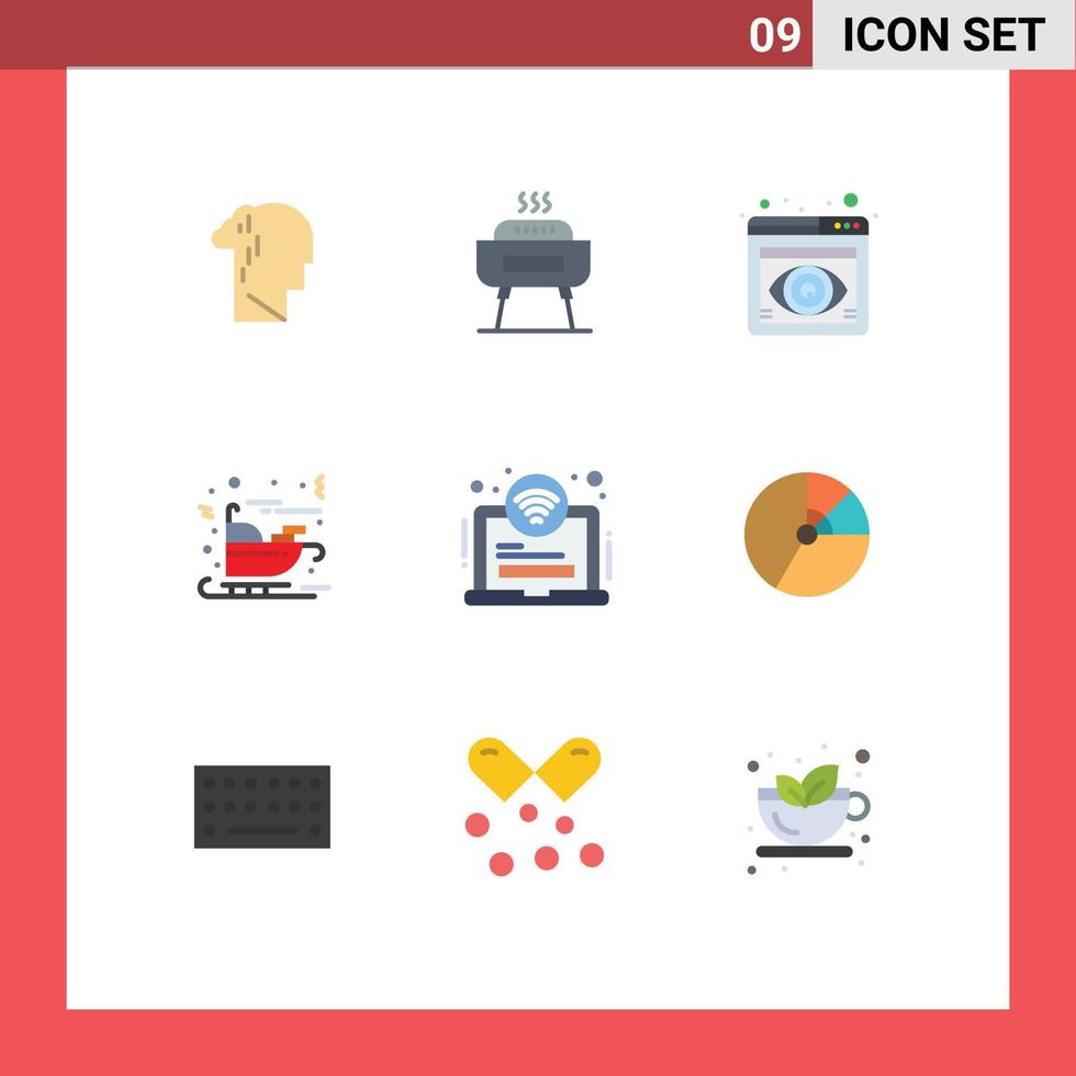 piktogram uppsättning av 9 enkel platt färger av område claus Semester jul browser redigerbar vektor design element