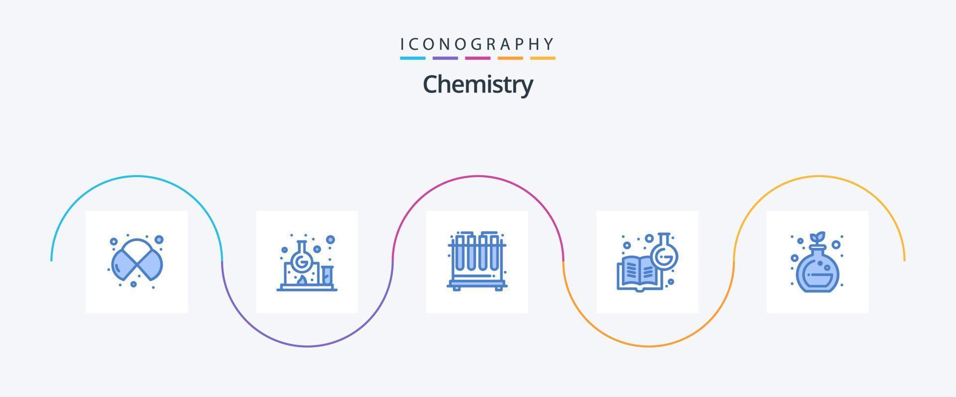 kemi blå 5 ikon packa Inklusive grön. inlärning kemi. studie. kemi utbildning. kemisk kunskap vektor