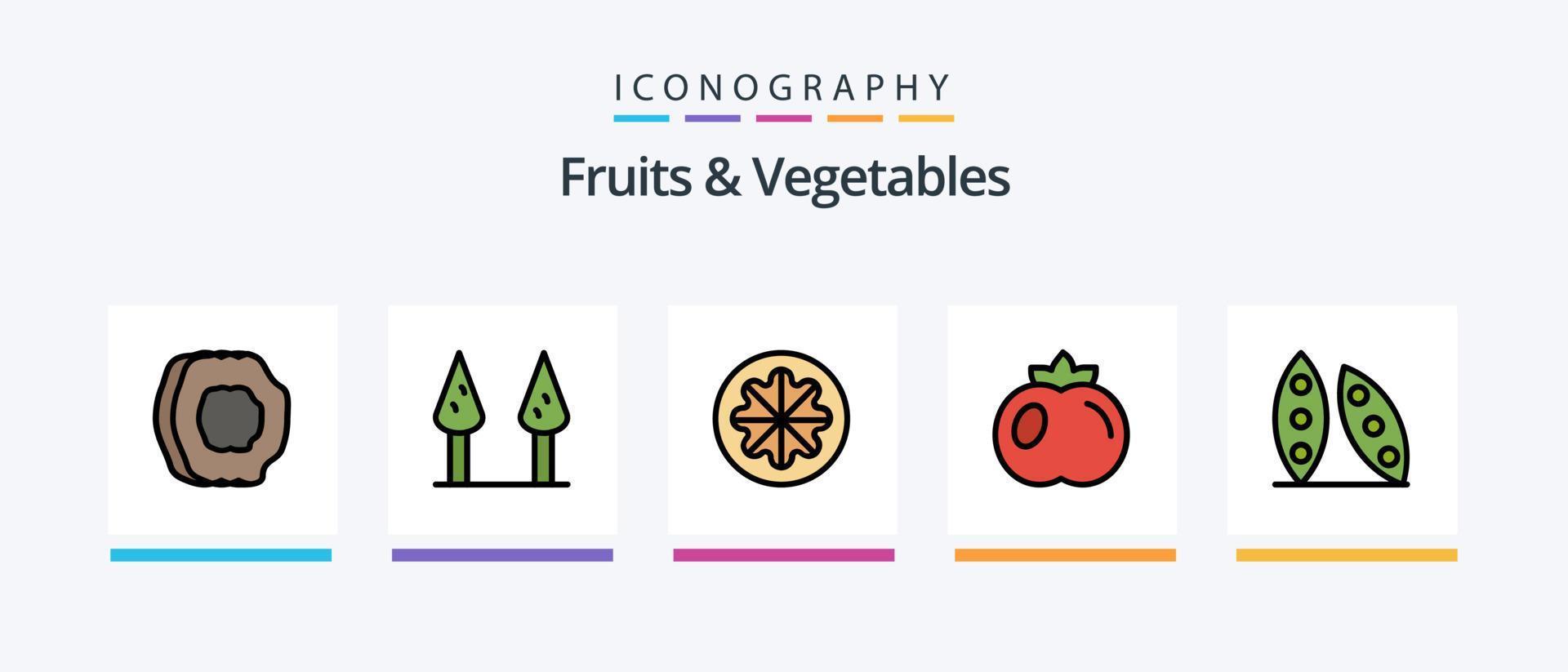 Obst und Gemüse Linie gefüllt 5 Icon Pack inklusive Kartoffel. Gemüse. Brokkoli. gorki. Gurke. kreatives Symboldesign vektor