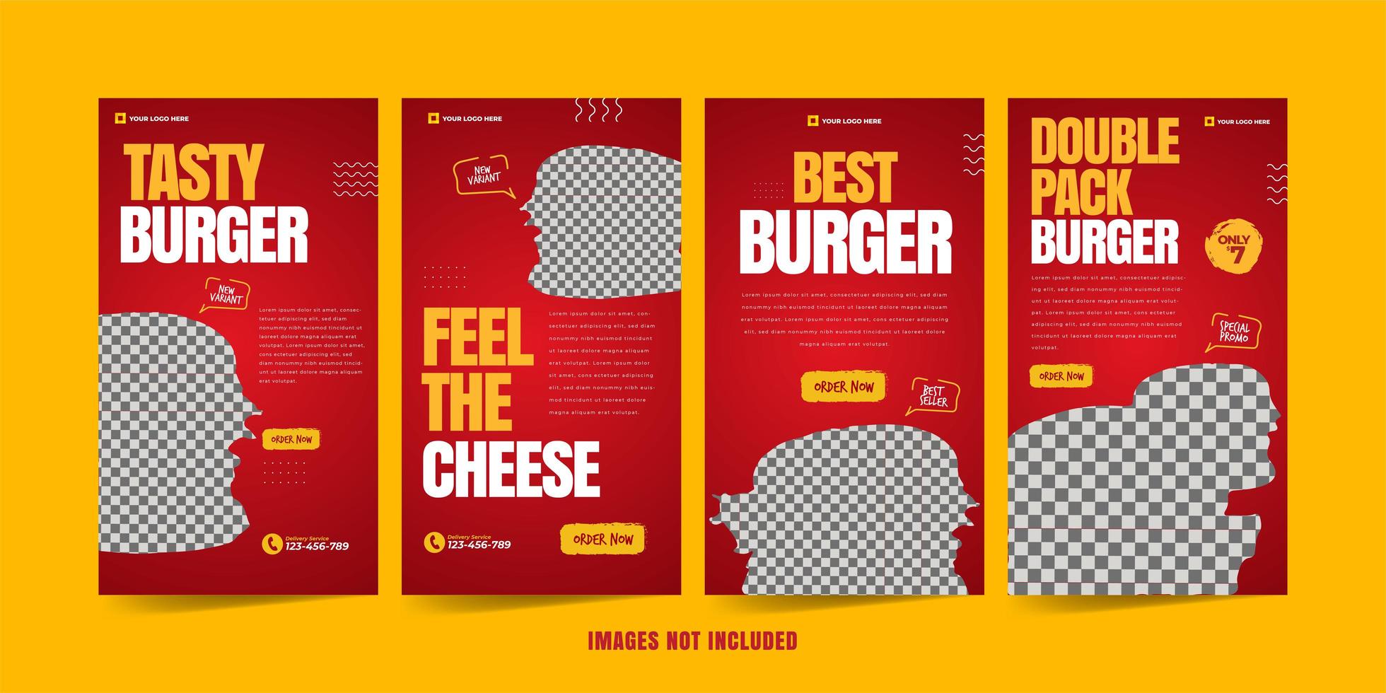 burger för sociala medier reklam mall uppsättning vektor