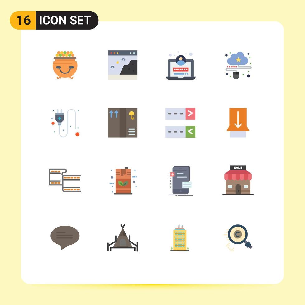 uppsättning av 16 modern ui ikoner symboler tecken för uppkopplad data Foto ansluten logga in redigerbar packa av kreativ vektor design element