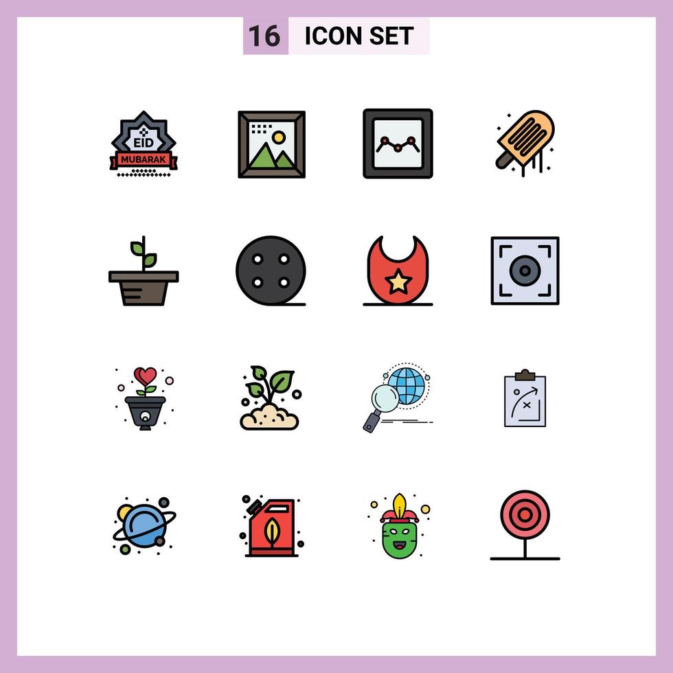 uppsättning av 16 modern ui ikoner symboler tecken för tillväxt is grädde bild is Graf redigerbar kreativ vektor design element