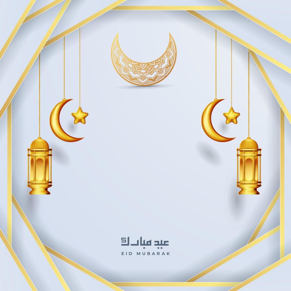 eid mubarok hälsning kort med islamic prydnad vektor illustration