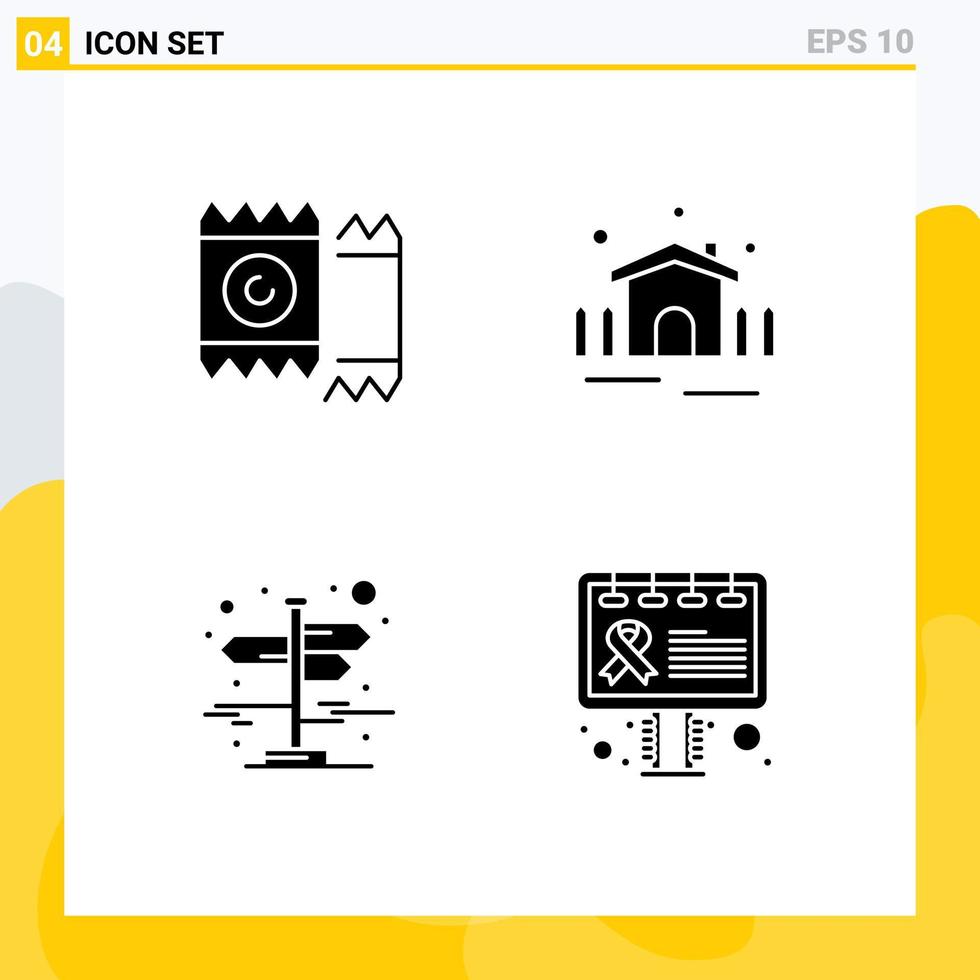 Gruppe von 4 modernen soliden Glyphen für Kondomrichtung Valentinsterrasse links rechts editierbare Vektordesign-Elemente vektor