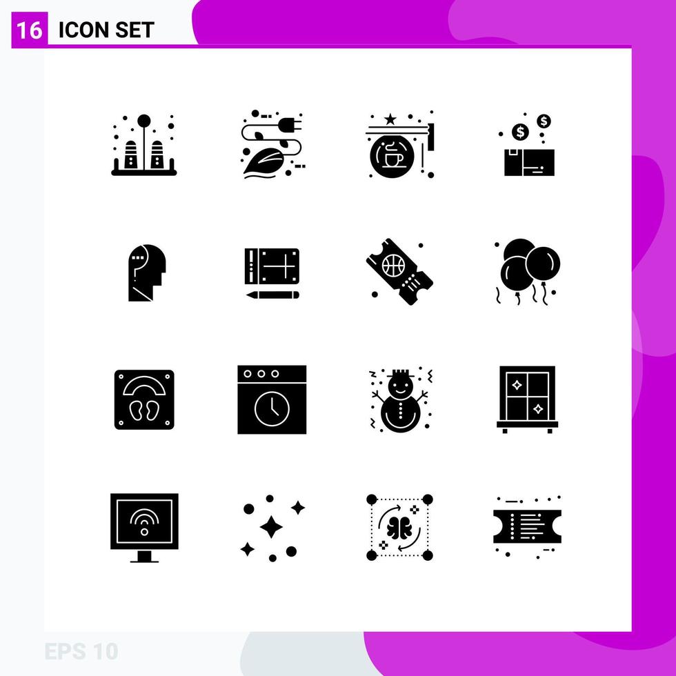 uppsättning av 16 modern ui ikoner symboler tecken för produkt låda styrelse pengar tecken redigerbar vektor design element