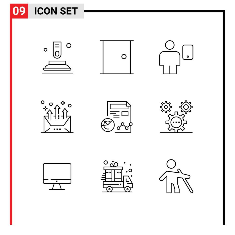 9 tematiska vektor konturer och redigerbar symboler av e-post pil Hem dörr adress mänsklig redigerbar vektor design element