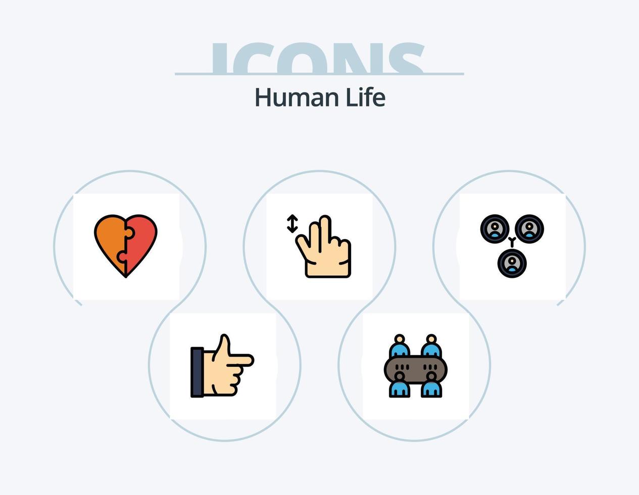 mit menschlicher Linie gefülltes Icon-Pack 5-Icon-Design. . . Liebe. stoppen. Geste vektor