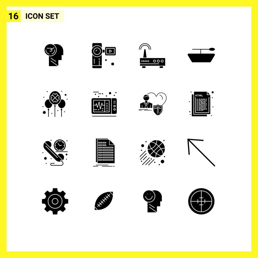 uppsättning av 16 modern ui ikoner symboler tecken för festival fira video kamera ballong utbildning redigerbar vektor design element