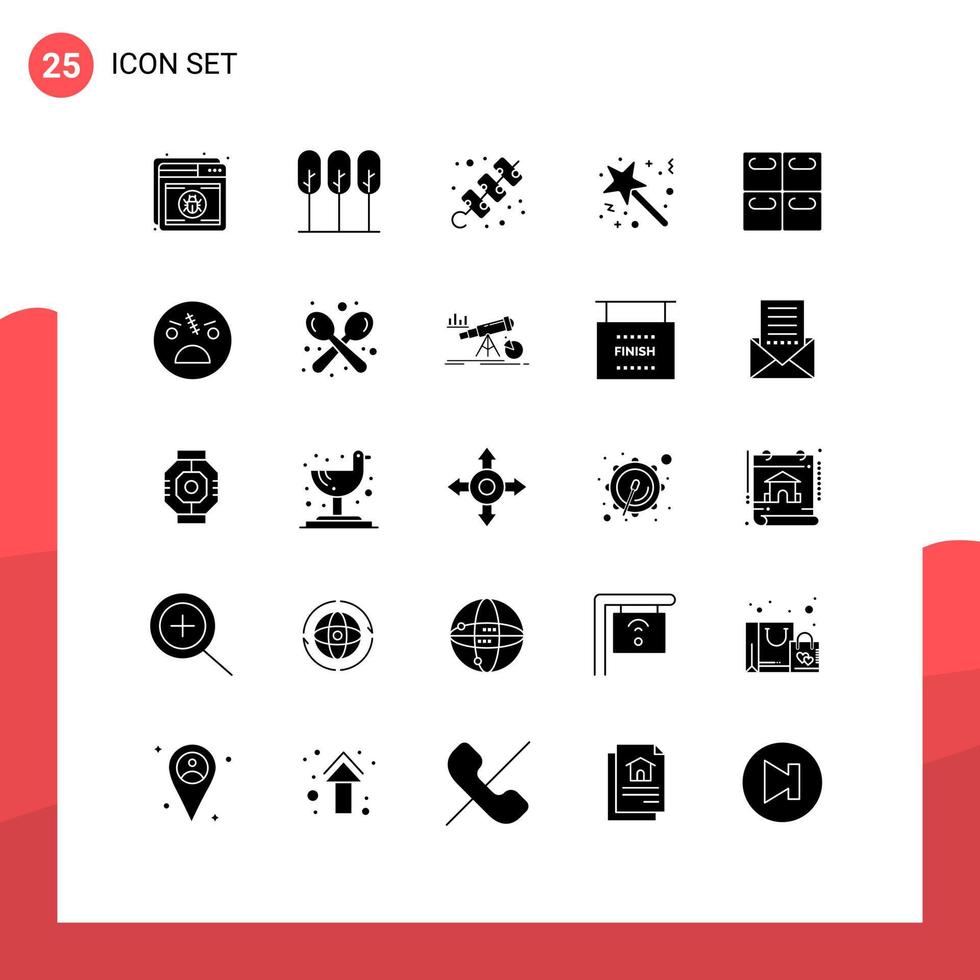 Stock Vector Icon Pack mit 25 Linienzeichen und Symbolen für Award Star Trees Stick Travel editierbare Vektordesign-Elemente