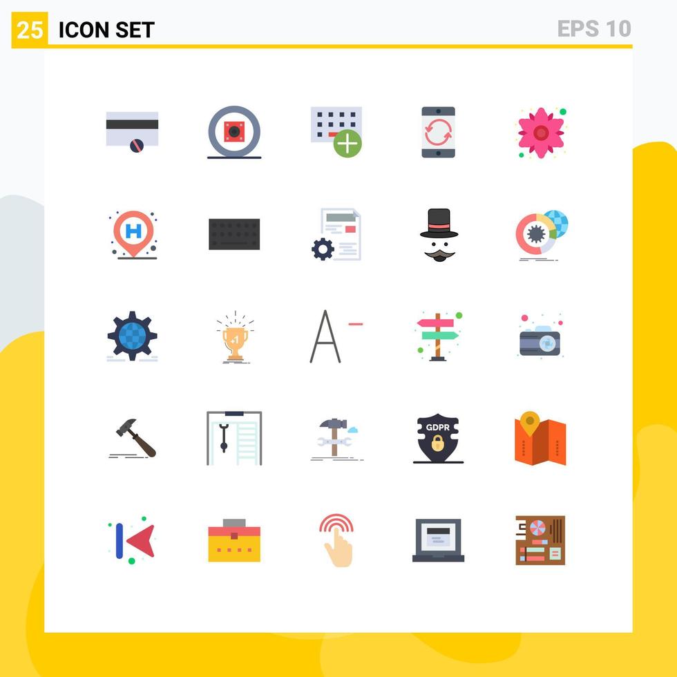 mobil gränssnitt platt Färg uppsättning av 25 piktogram av kamomill enheter datorer enhet pil redigerbar vektor design element