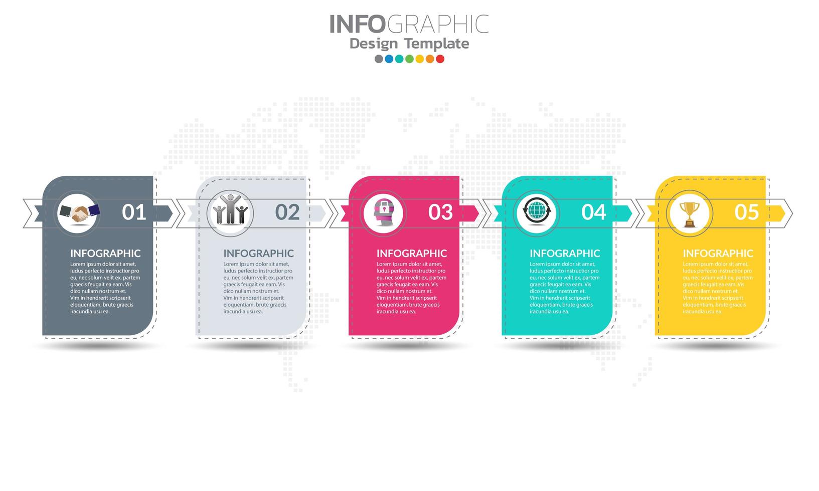 Timeline-Infografik-Vorlage mit 5 Abschnitten vektor