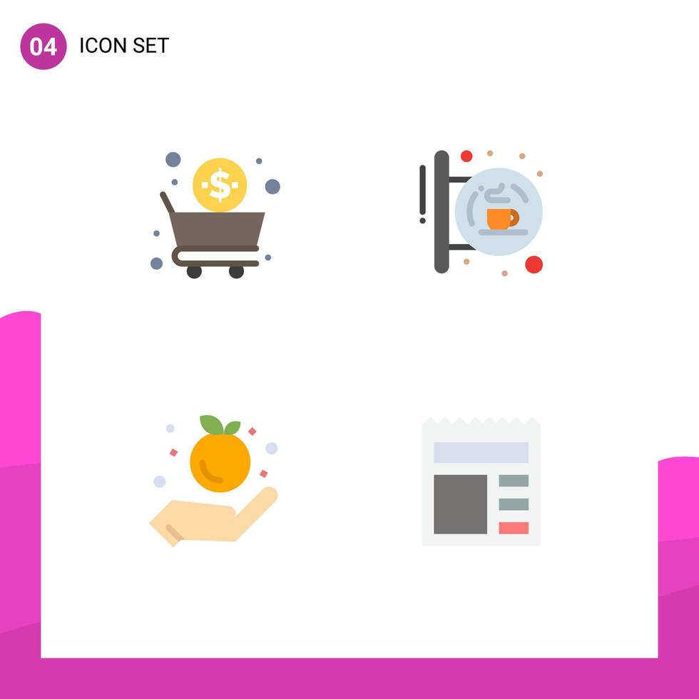 piktogram uppsättning av 4 enkel platt ikoner av företag jordbruk handla hängande vägvisare äpple redigerbar vektor design element