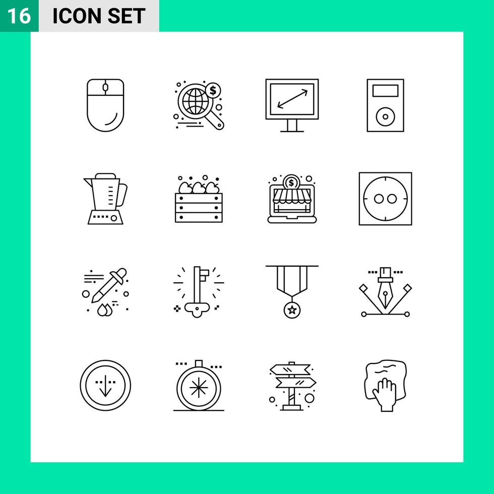 16 kreativ ikoner modern tecken och symboler av elektrisk teknologi diagonal Produkter elektronik redigerbar vektor design element