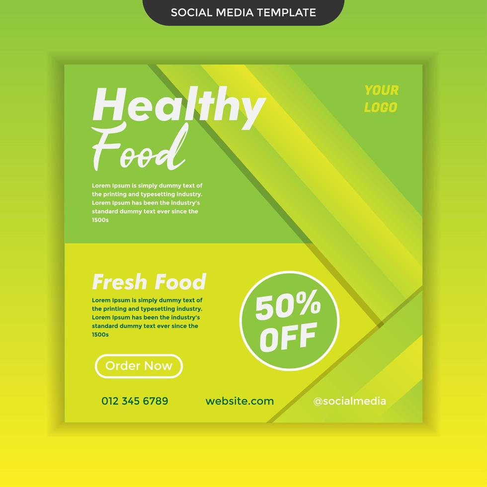 modern social media mall för hälsosam mat. lätt att använda. premium vektor