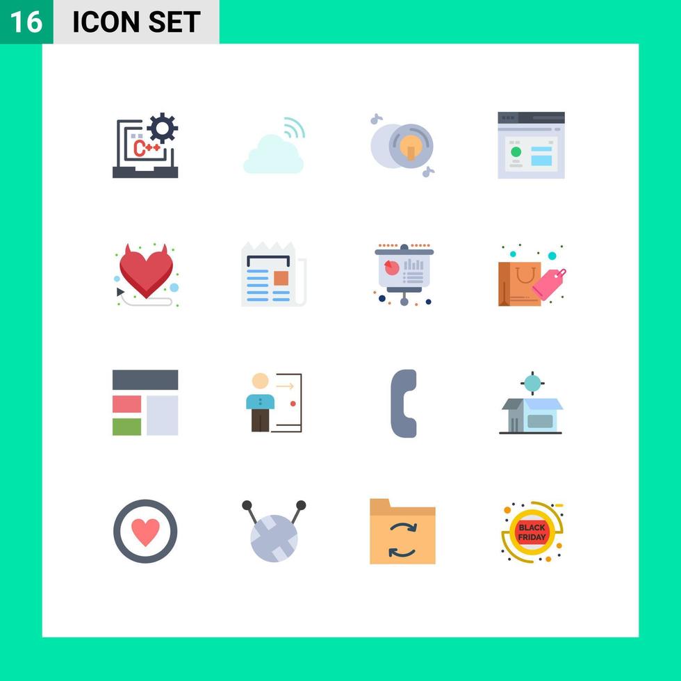 16 universell platt Färg tecken symboler av sida databas vår browser disk redigerbar packa av kreativ vektor design element