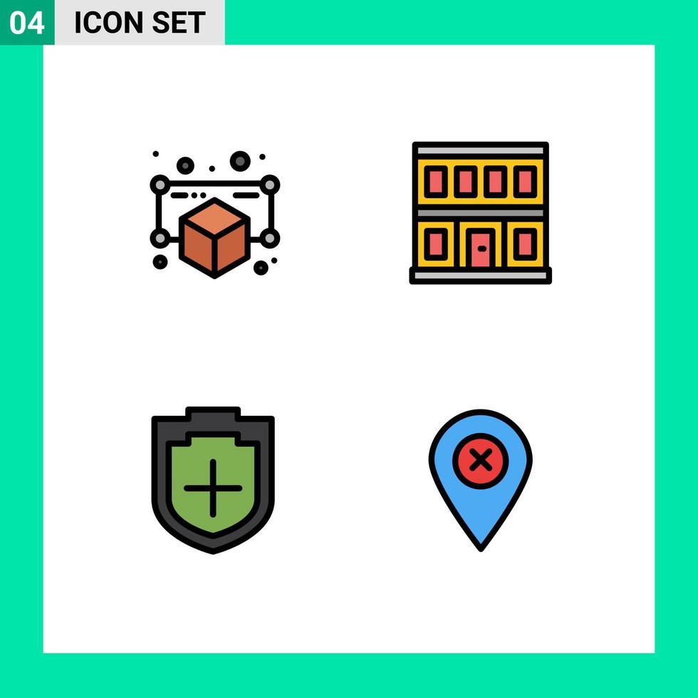 Gruppe von 4 gefüllten flachen Farbzeichen und Symbolen für Gadget plus Punkthausschild editierbare Vektordesign-Elemente vektor