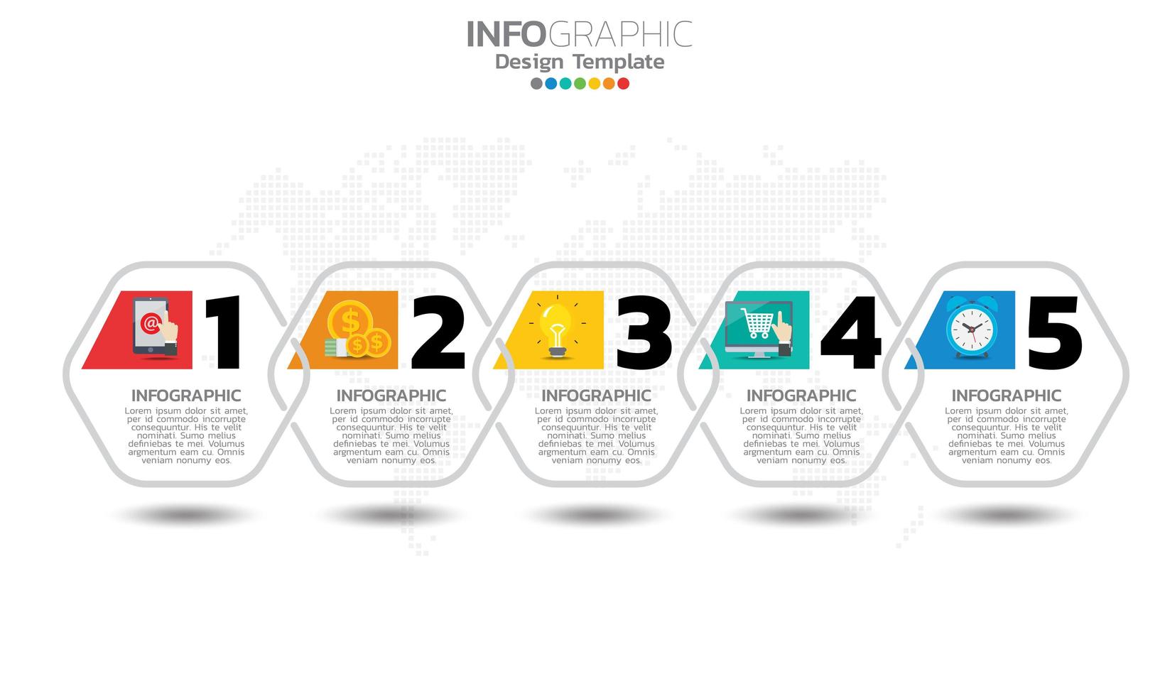 Infografik-Elemente der Geschäftszeitleiste mit 5 Abschnitten oder Schritten vektor