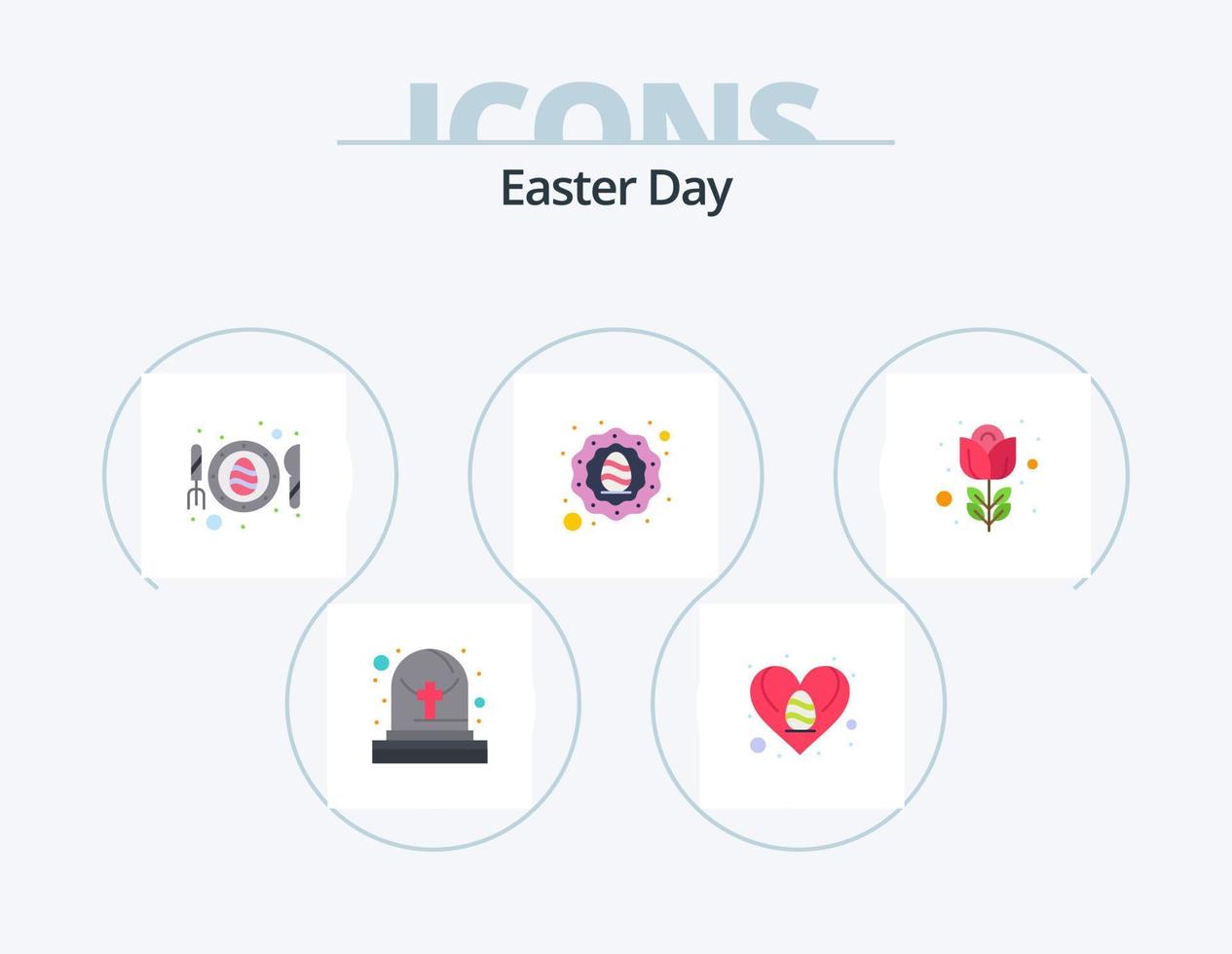 Ostern Flat Icon Pack 5 Icon Design. Natur. Ostern. gebraten. Ei. Kranz vektor