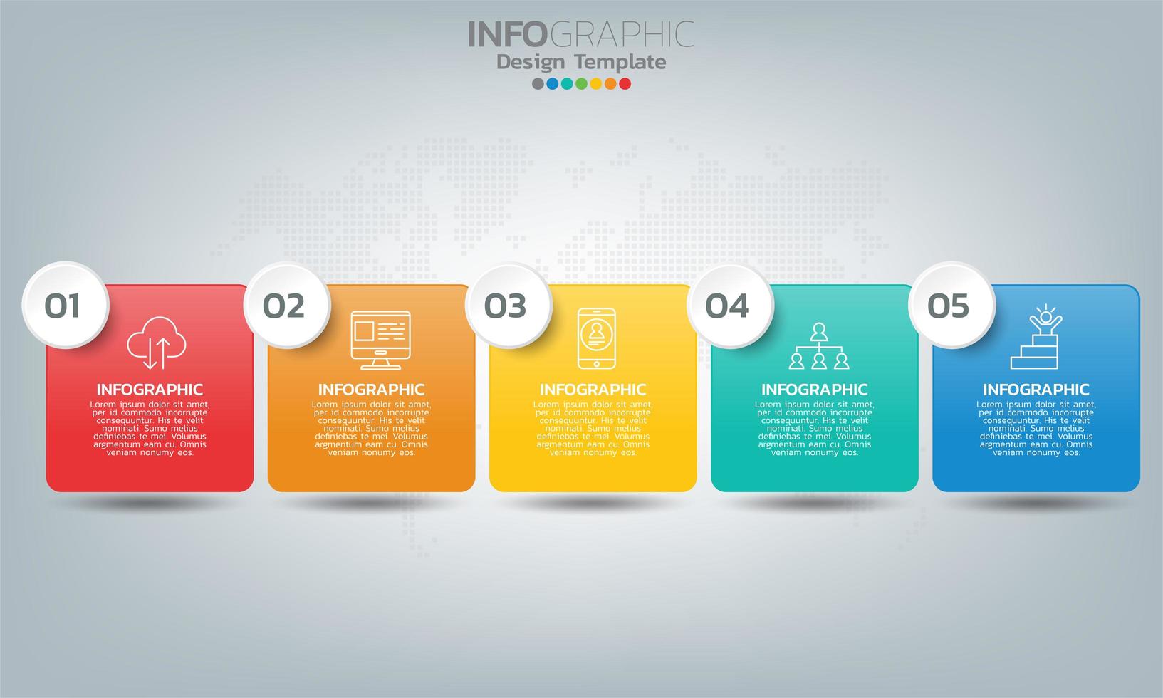 affärs tidslinje infografiska element med 5 sektioner eller steg vektor