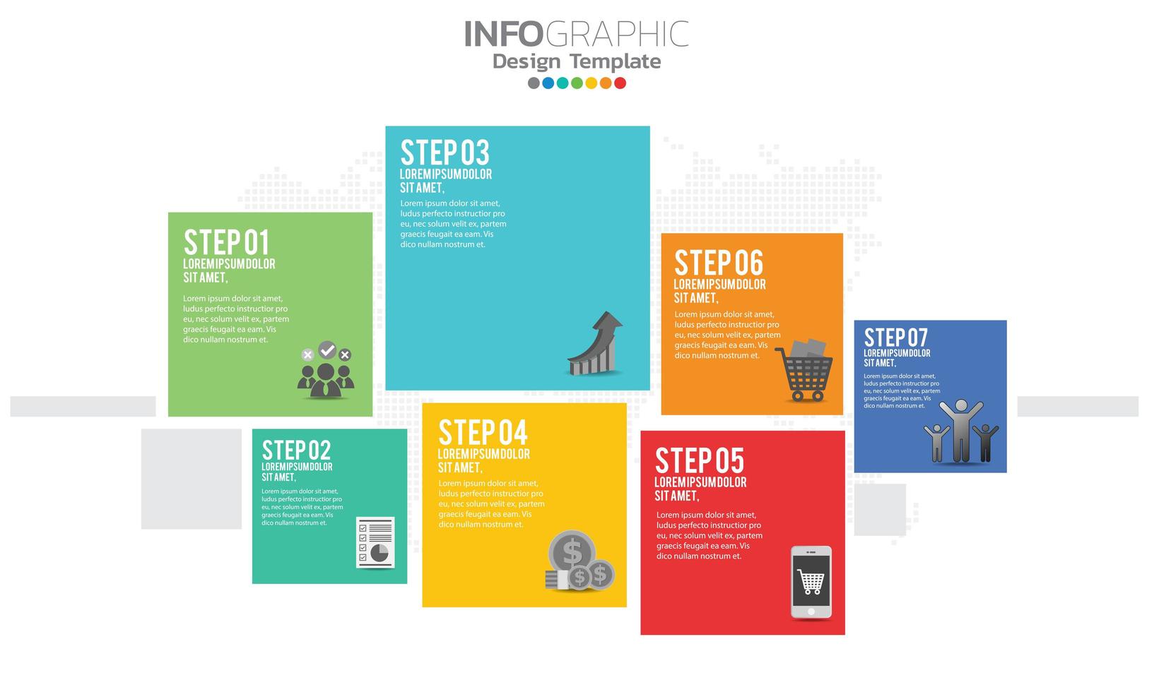 Business-Infografik-Elemente mit 7 Abschnitten oder Schritten vektor