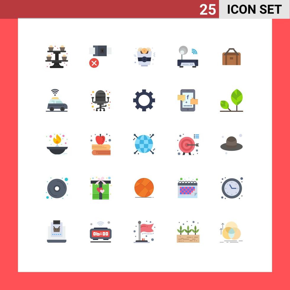 uppsättning av 25 vektor platt färger på rutnät för Gym väska lök ringa teknologi elektronisk redigerbar vektor design element
