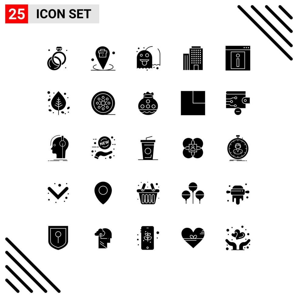 universell ikon symboler grupp av 25 modern fast glyfer av information Kontakt spöke hus byggnad redigerbar vektor design element