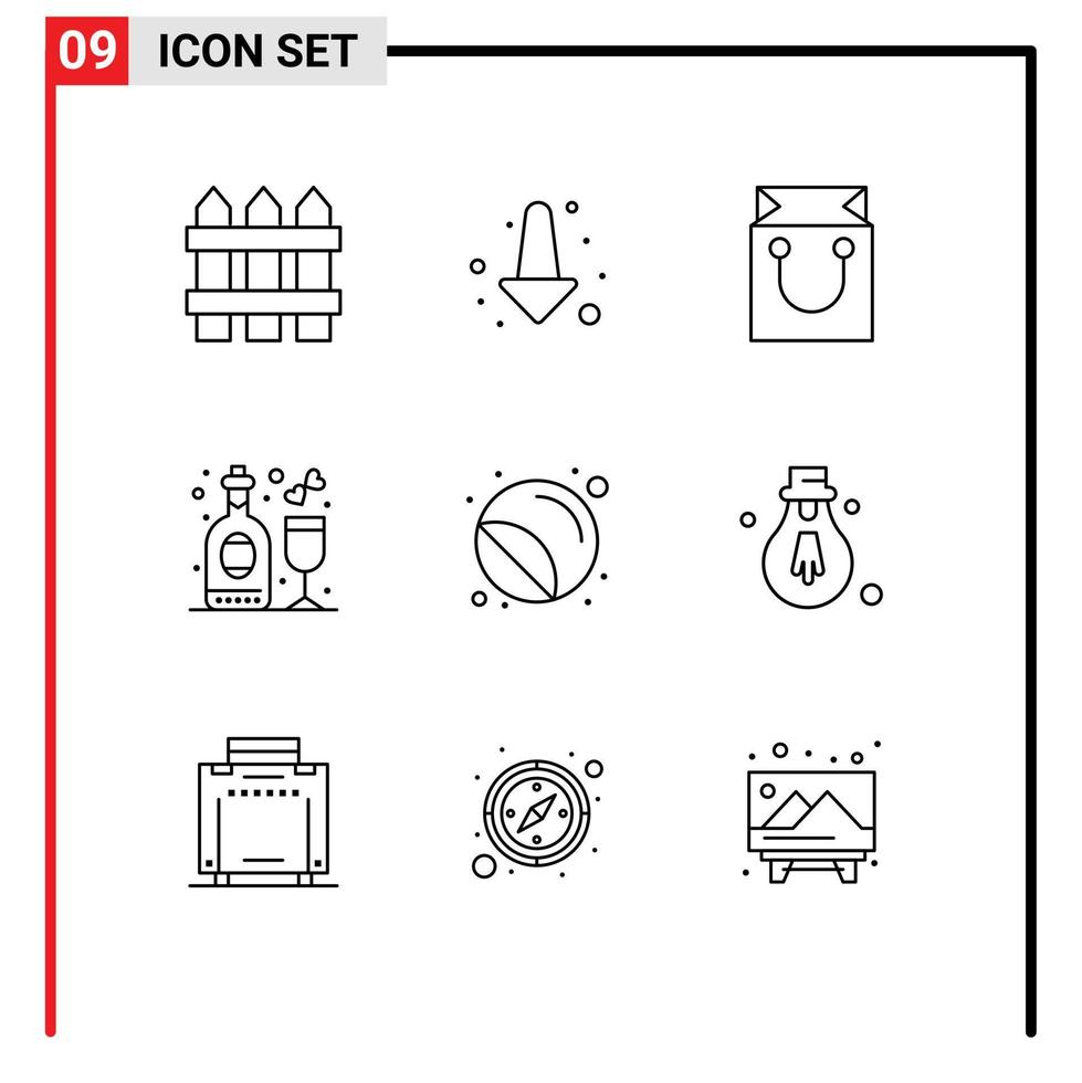 9 kreativ ikoner modern tecken och symboler av skrivare etiketter vagn vin disko redigerbar vektor design element