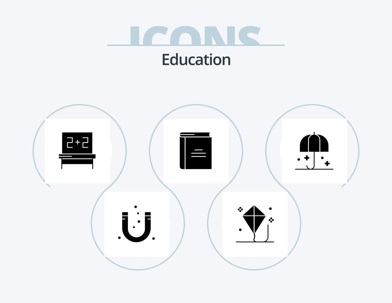 Bildung Glyphen-Icon-Pack 5 Icon-Design. Lektüre. Bibliothek. spielen. Ausbildung. Studien vektor