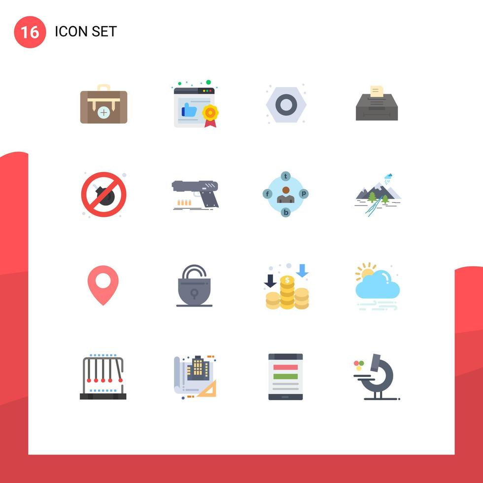 16 universell platt Färg tecken symboler av Nej information mekanisk företag data redigerbar packa av kreativ vektor design element