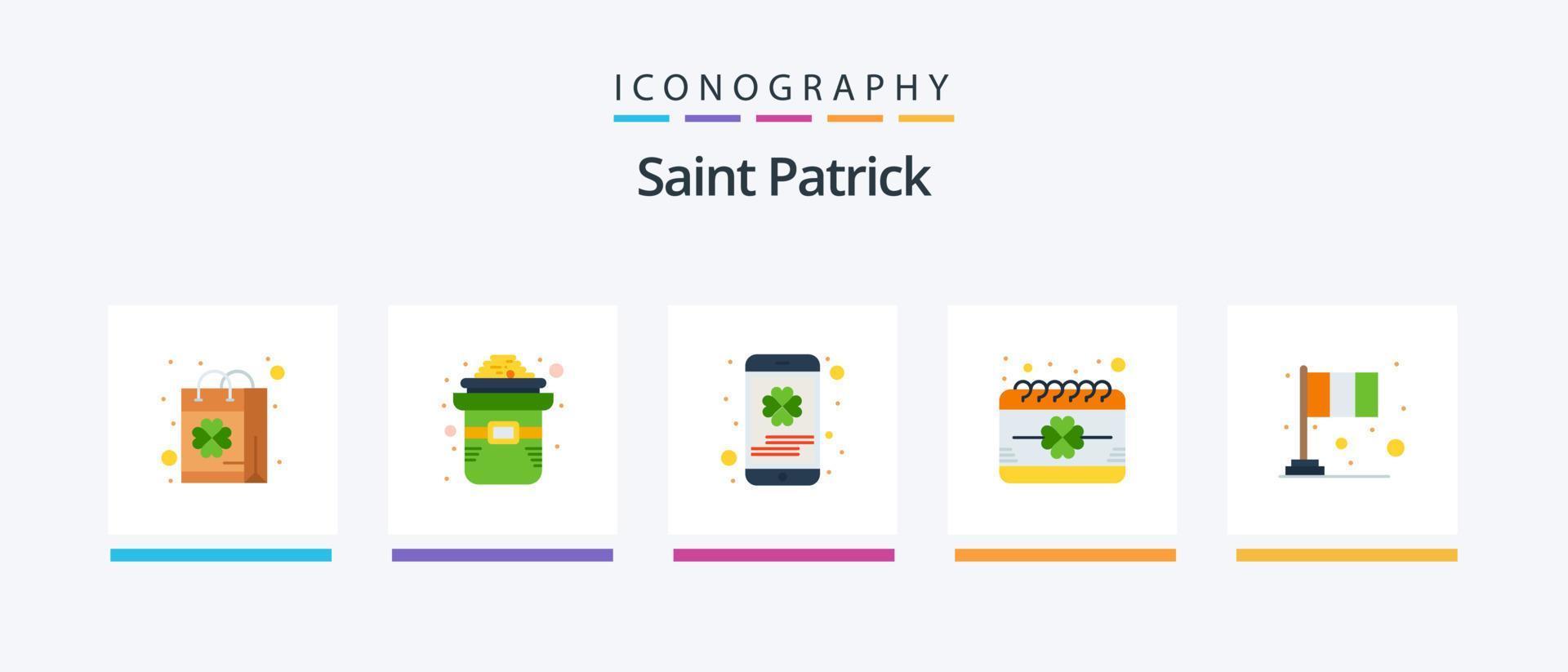 Saint Patrick Flat 5 Icon Pack inklusive Saint. Fall. Gold. Datum. Heilige. kreatives Symboldesign vektor