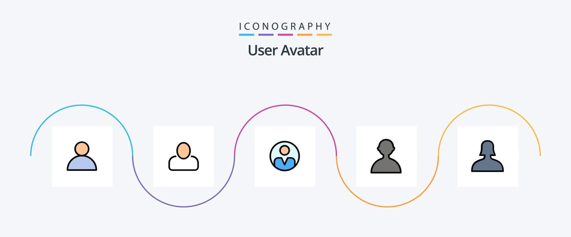 Benutzerzeile gefülltes flaches 5-Icon-Paket einschließlich . Frau. Profil. Unterstützung. Basic vektor