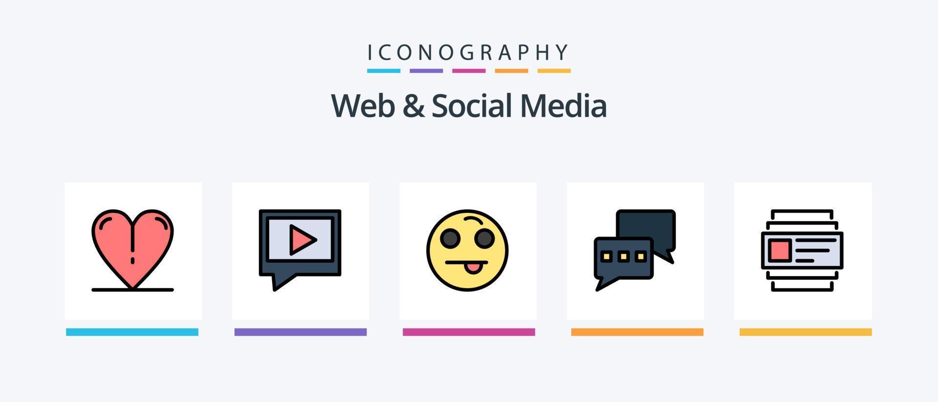 webb och social media linje fylld 5 ikon packa Inklusive mobil . öppna. post .. kreativ ikoner design vektor