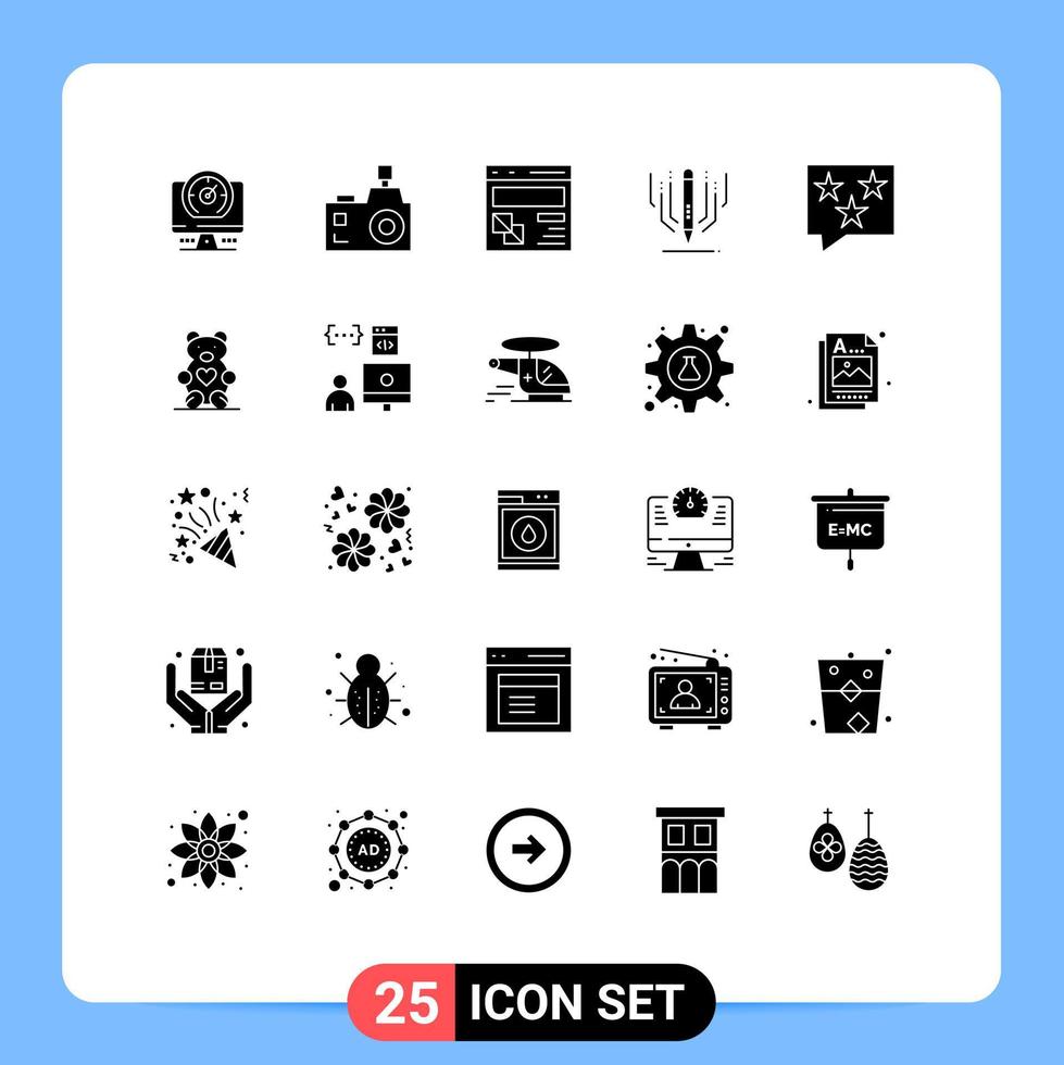 satz von 25 modernen ui-symbolen symbole zeichen für bildung digitale fotografie digitale kunstseite editierbare vektordesignelemente vektor