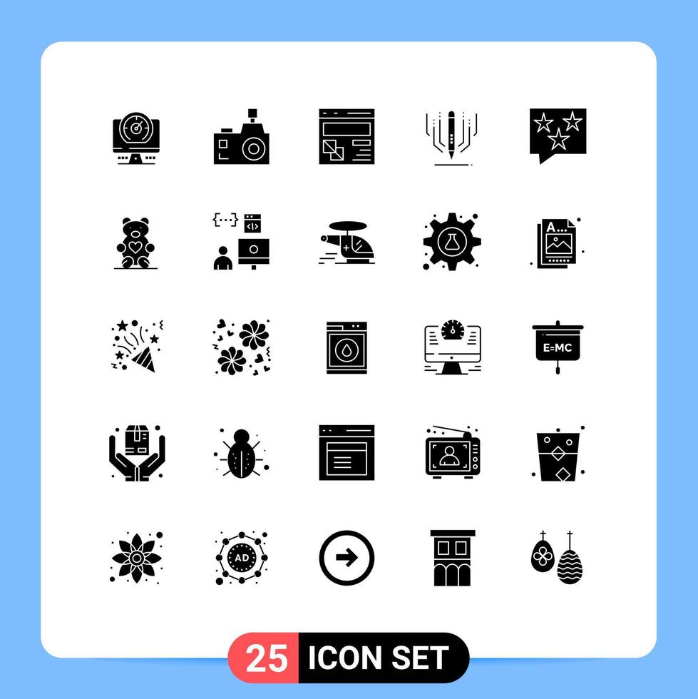uppsättning av 25 modern ui ikoner symboler tecken för utbildning digital fotografi digital konst sida redigerbar vektor design element