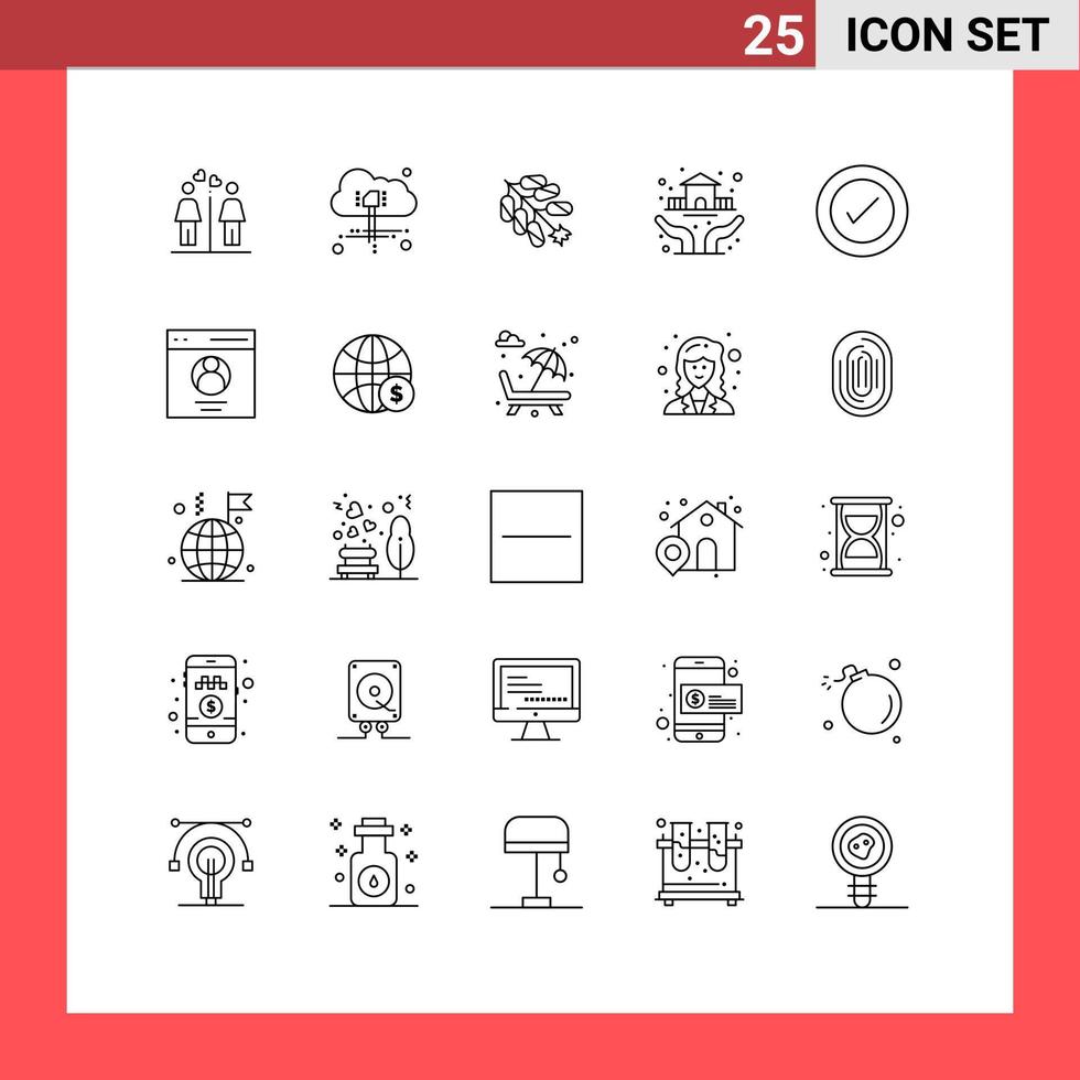 modern uppsättning av 25 rader och symboler sådan som ux layout Kina försäkring händer redigerbar vektor design element