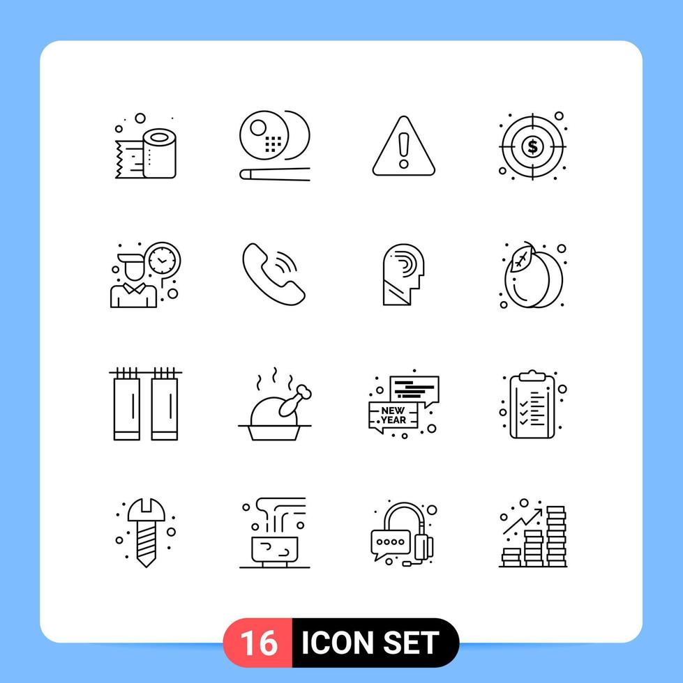 16 universelle Gliederungszeichen Symbole für routinemäßige Zielalarm-Zielgeld-editierbare Vektordesign-Elemente vektor