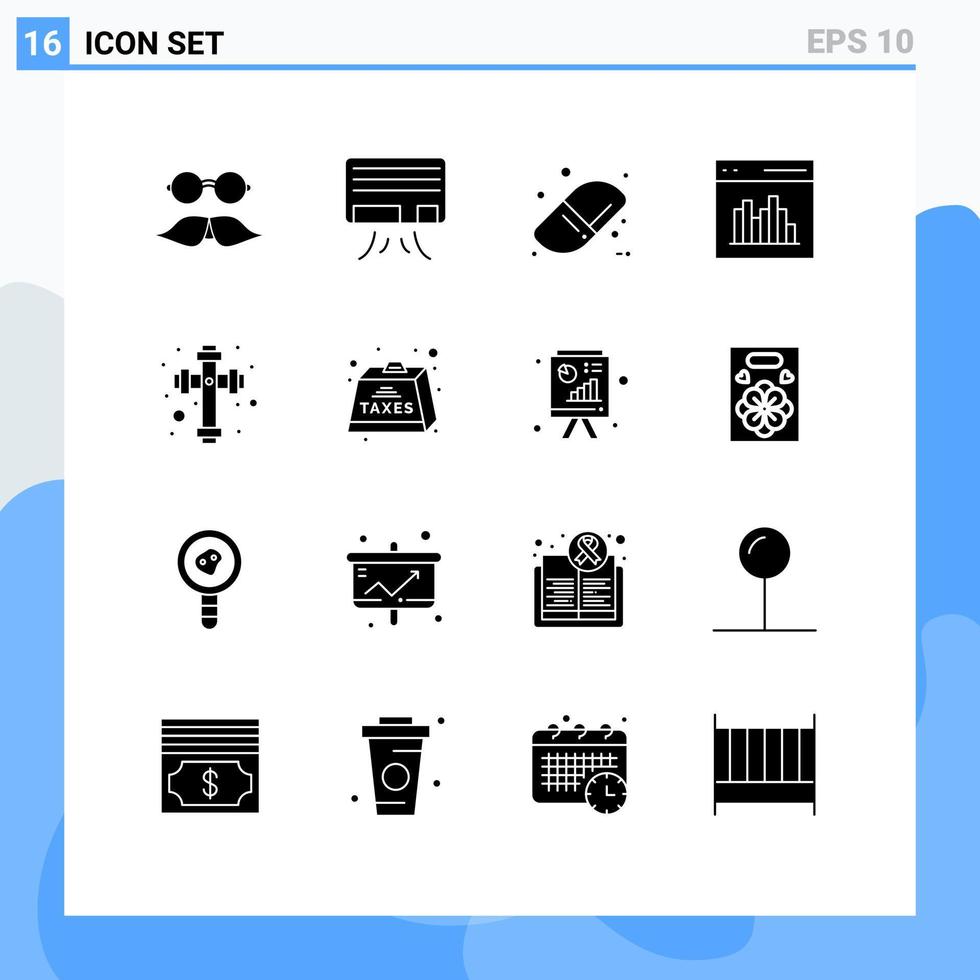 fast glyf packa av 16 universell symboler av kristen användare tillbaka till skola gränssnitt kodning redigerbar vektor design element