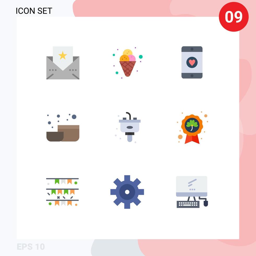uppsättning av 9 modern ui ikoner symboler tecken för dag kök kärlek sopor verktyg redigerbar vektor design element