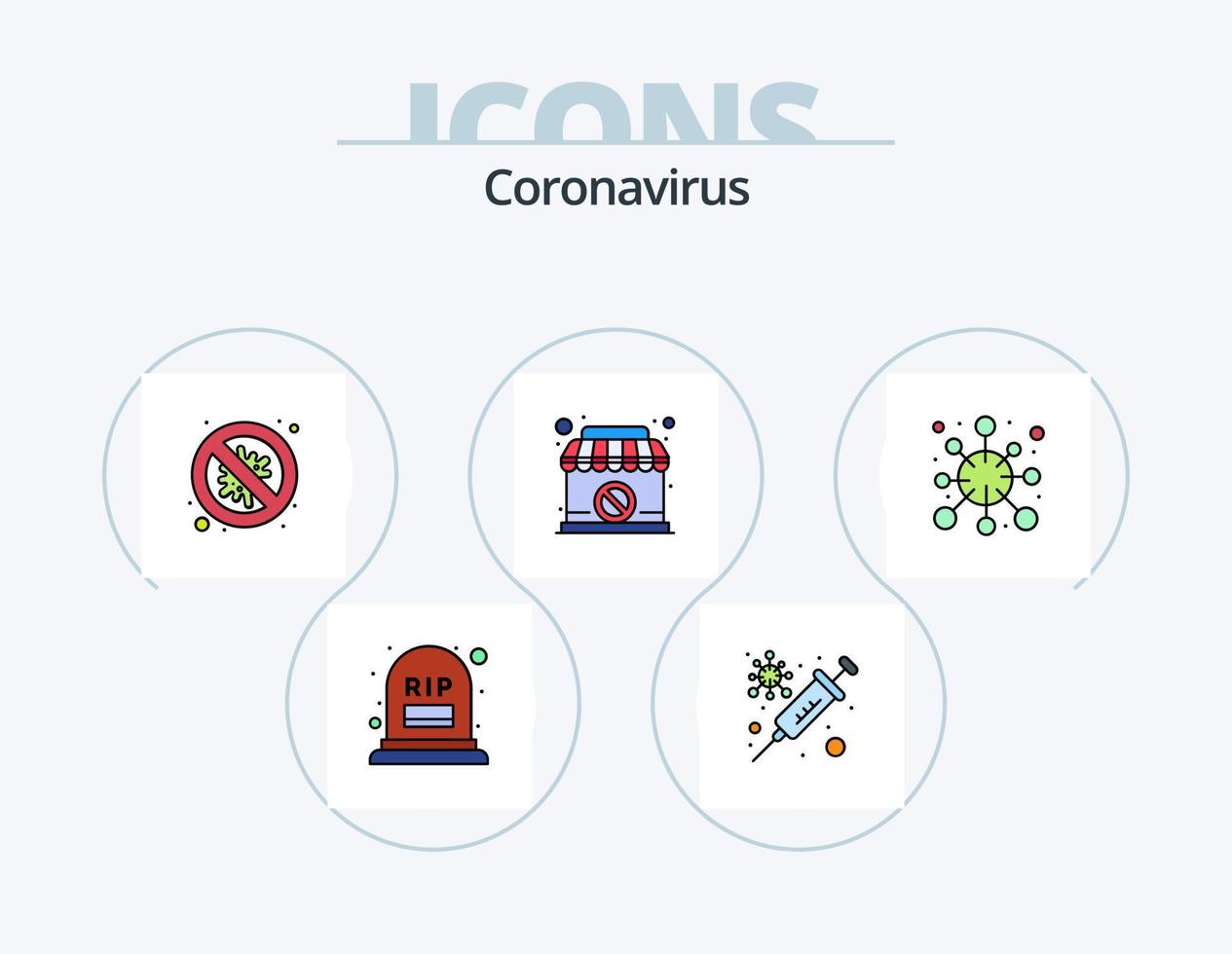 coronavirus linje fylld ikon packa 5 ikon design. sjukvård. bubbla. hosta. vatten. medicinsk vektor
