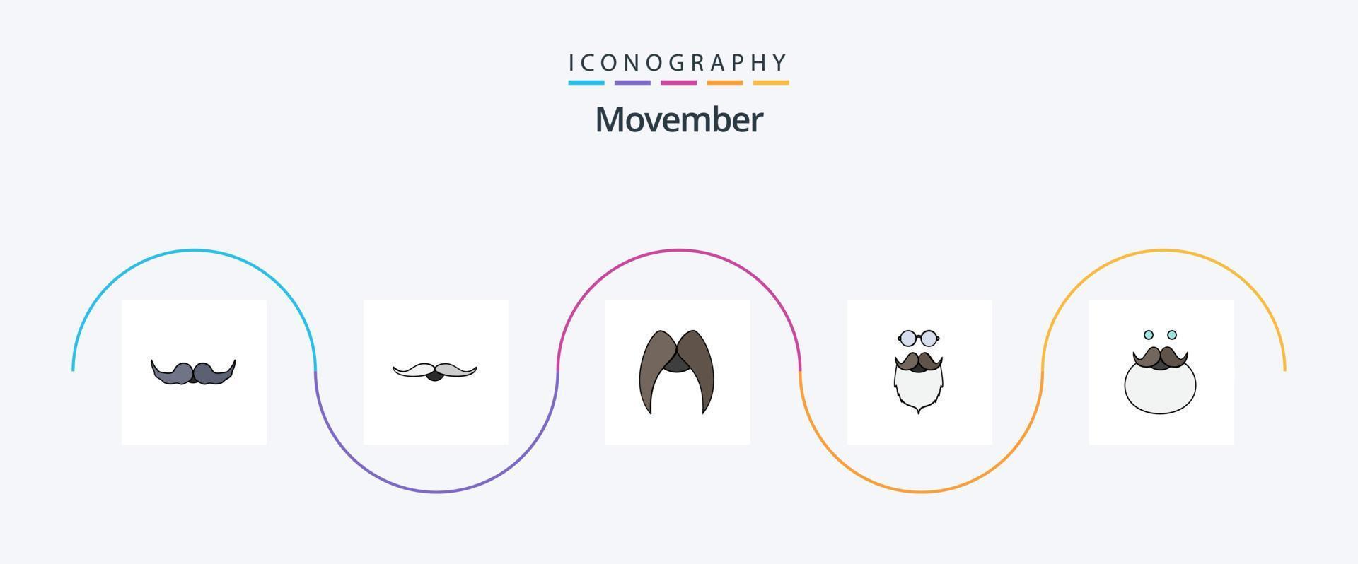 Movember platt 5 ikon packa Inklusive . uthärdade. uthärdade. Movember vektor