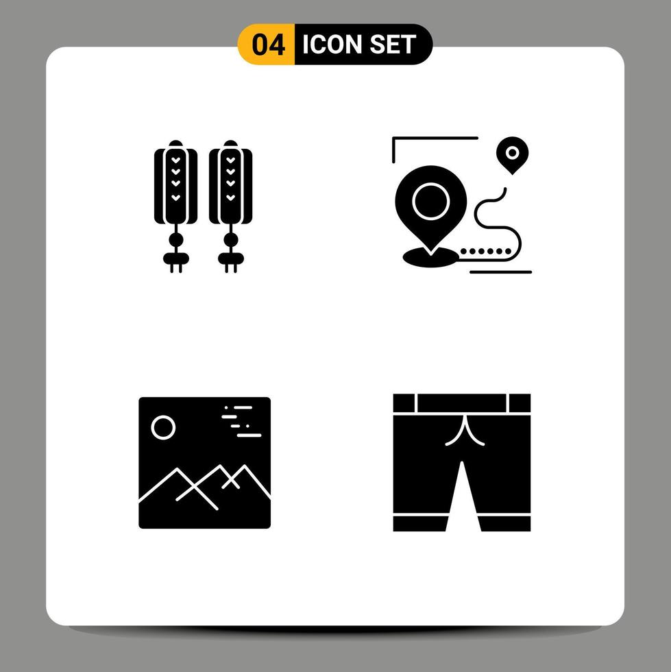 Satz von 4 Vektor-Solid-Glyphen auf Gitter für hängende Galeriedekoration Zielbild editierbare Vektordesign-Elemente vektor