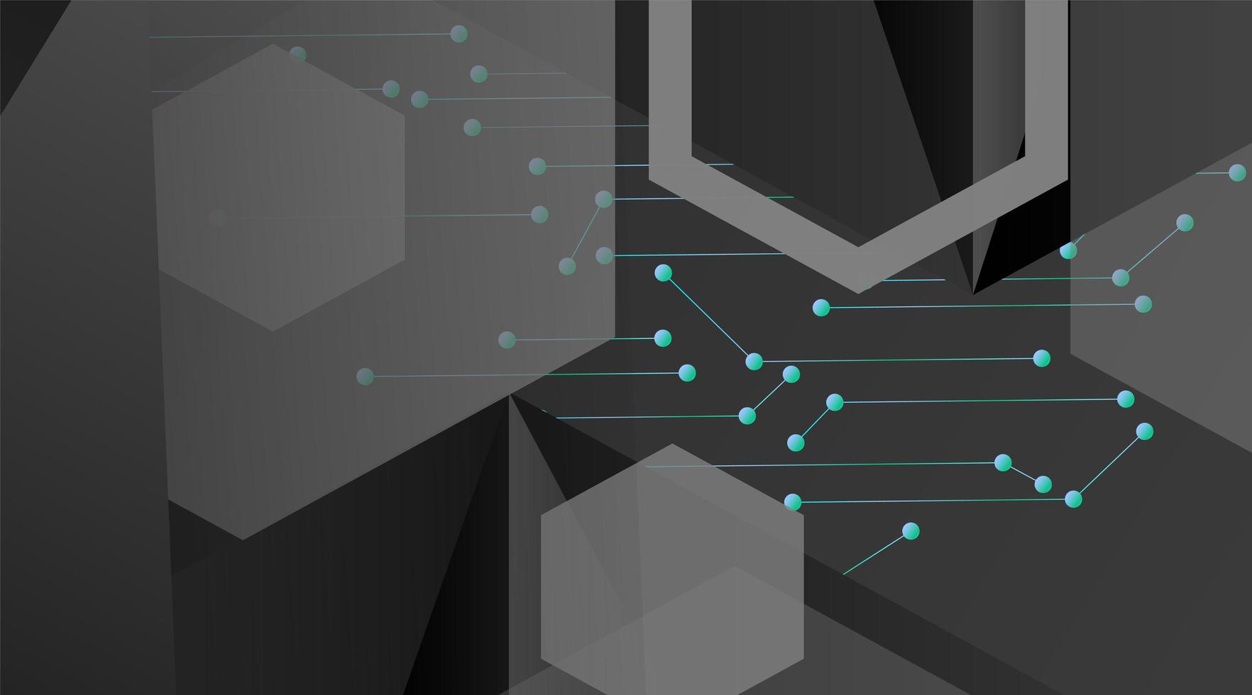 abstrakt vektor geometrisk bakgrund. mörkgrå vektor polygonal mall och blå linje anslutna punkter