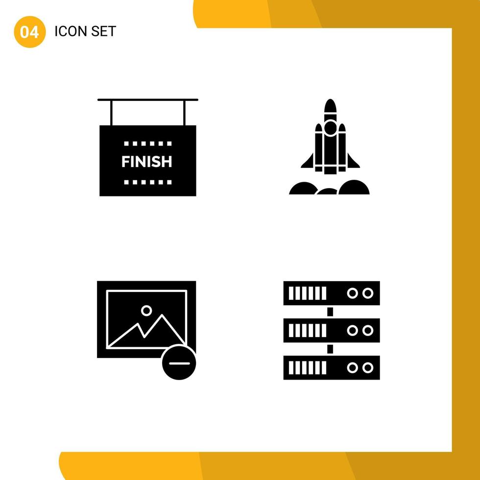 4 universell fast glyfer uppsättning för webb och mobil tillämpningar slutet bild sporter raket säkerhetskopiering redigerbar vektor design element