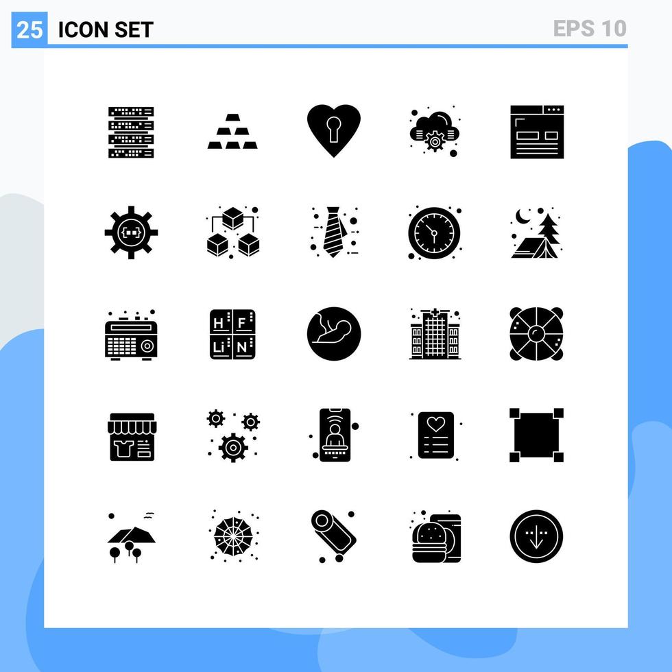 packa av 25 kreativ fast glyfer av layout design hjärta kodning datoranvändning redigerbar vektor design element