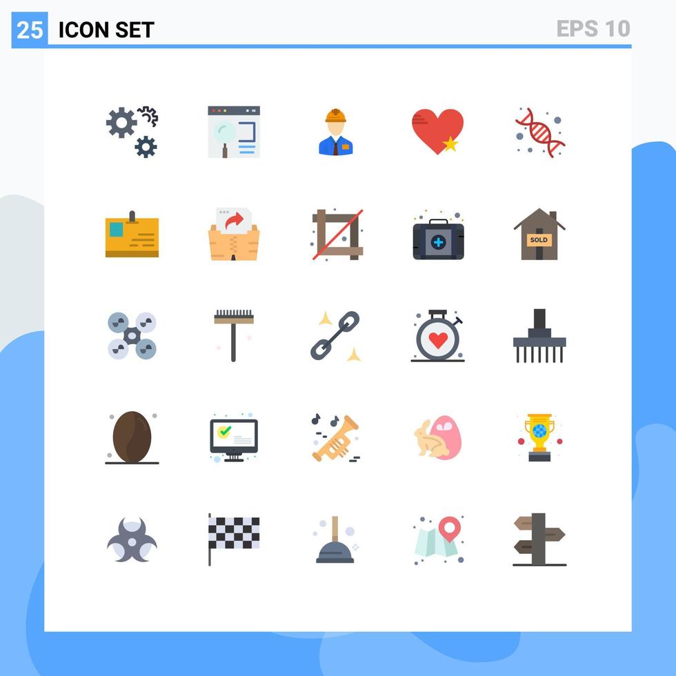 Gruppe von 25 modernen flachen Farben, die für editierbare Vektordesignelemente des Liebesstern-Webarbeitskonstrukteurs eingestellt werden vektor