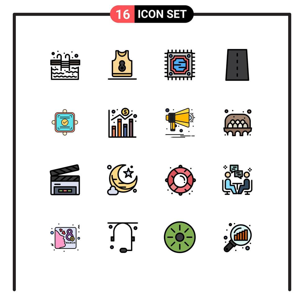 uppsättning av 16 modern ui ikoner symboler tecken för ok väg plagg rader uppfart redigerbar kreativ vektor design element