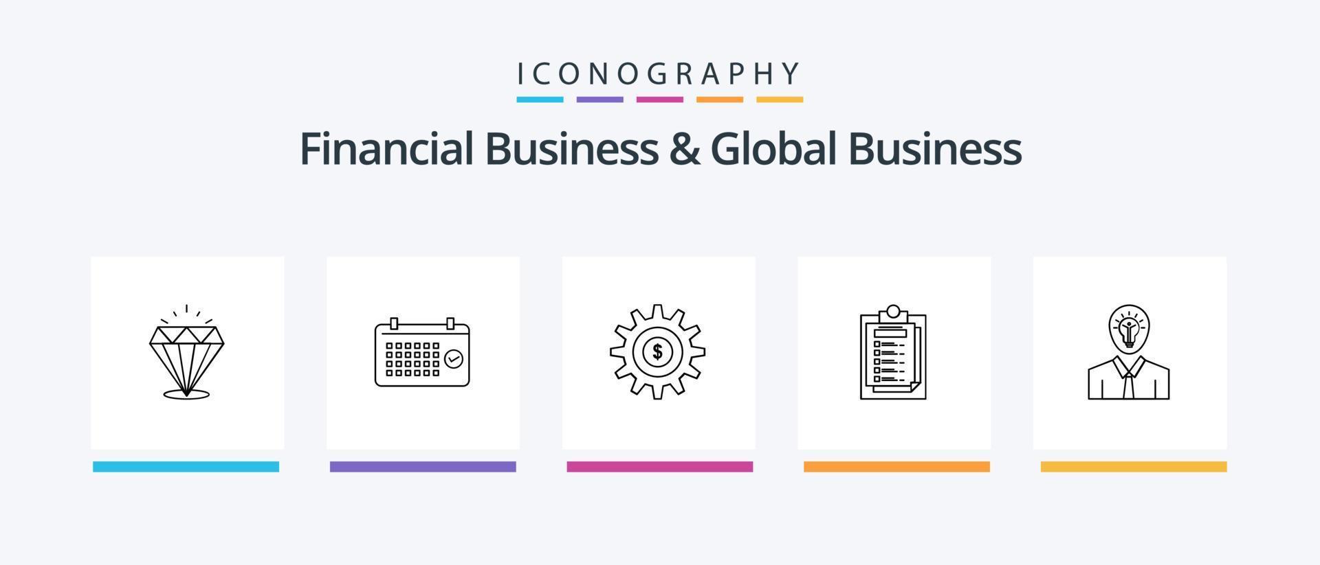 finansiell företag och global företag linje 5 ikon packa Inklusive bågskytte. Graf. Graf. projektor. presentation. kreativ ikoner design vektor