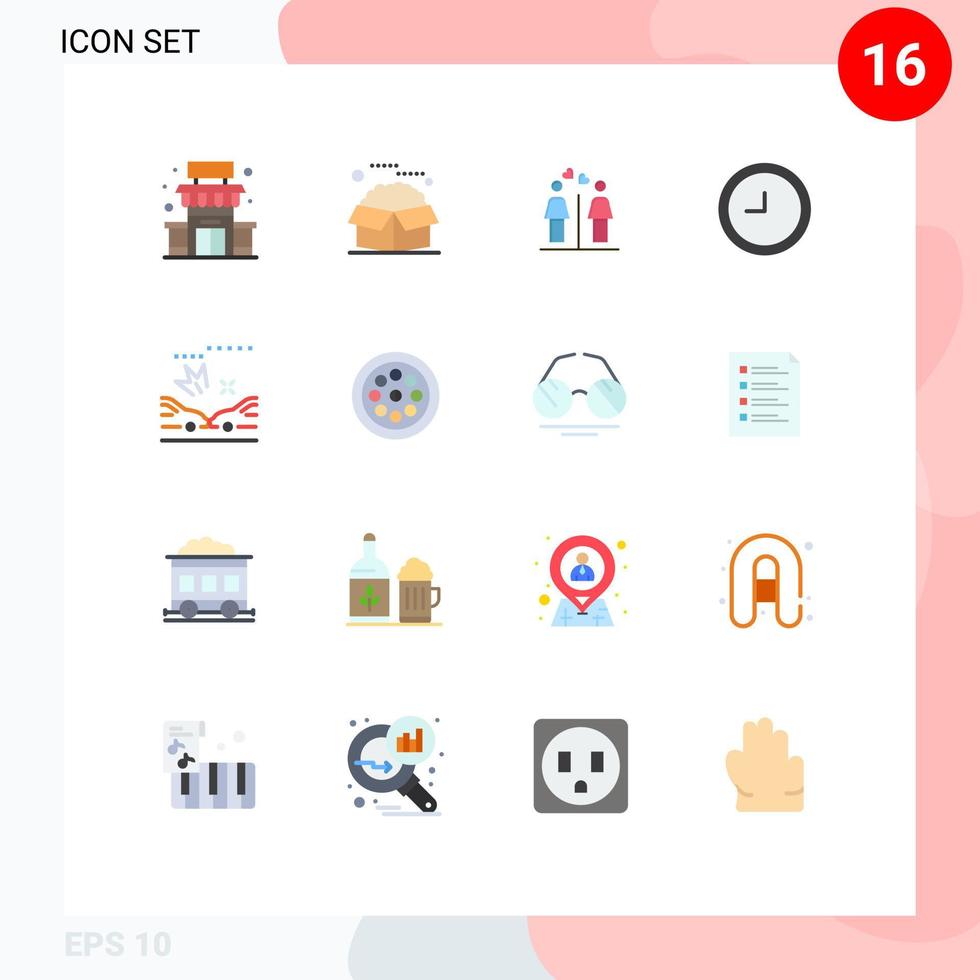 modern uppsättning av 16 platt färger och symboler sådan som olyckor bil service tid tecken redigerbar packa av kreativ vektor design element