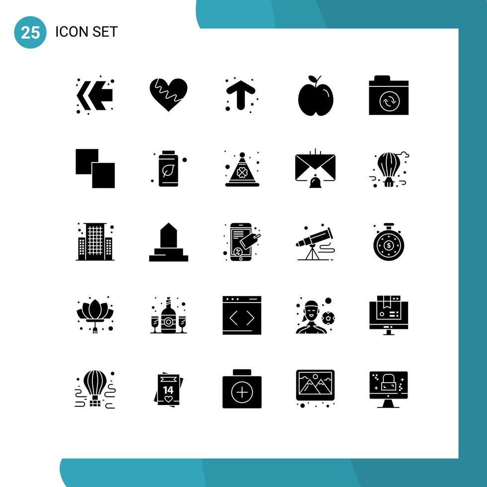 uppsättning av 25 modern ui ikoner symboler tecken för mapp studie pil skola äpple redigerbar vektor design element